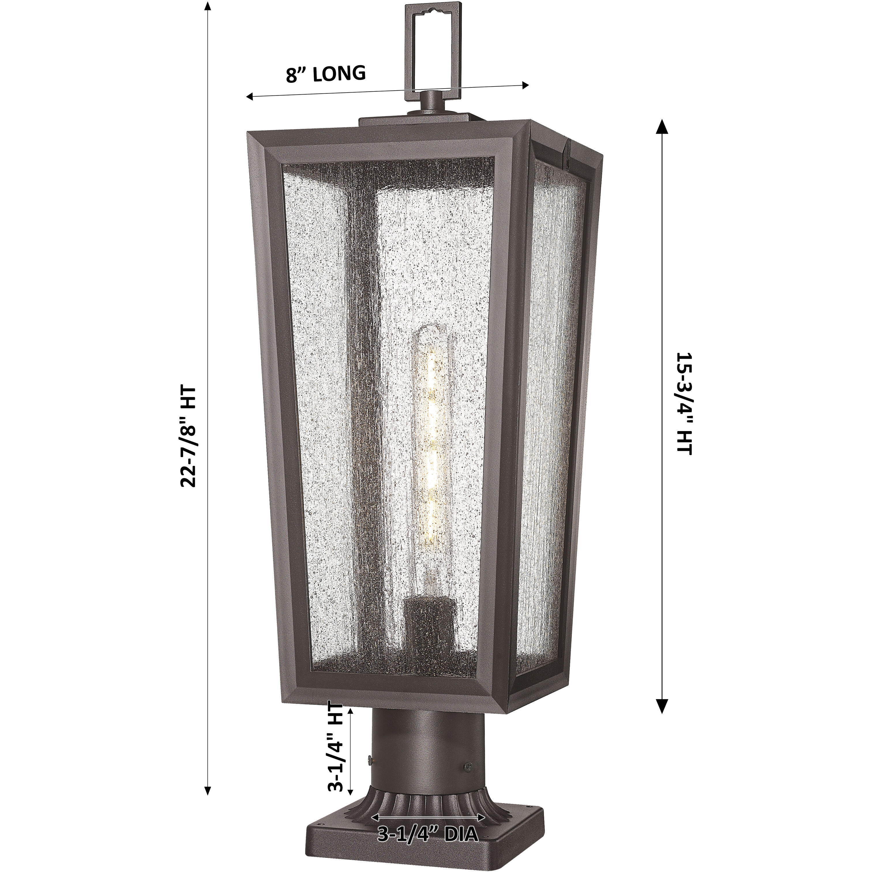 Madison 1 Light 22.88 inch Bronze Outdoor Post Lantern in Seedy Glass