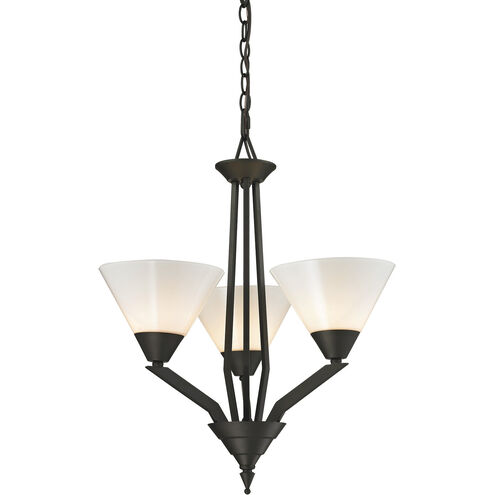 Tribecca 3 Light 21 inch Oil Rubbed Bronze with White Chandelier Ceiling Light