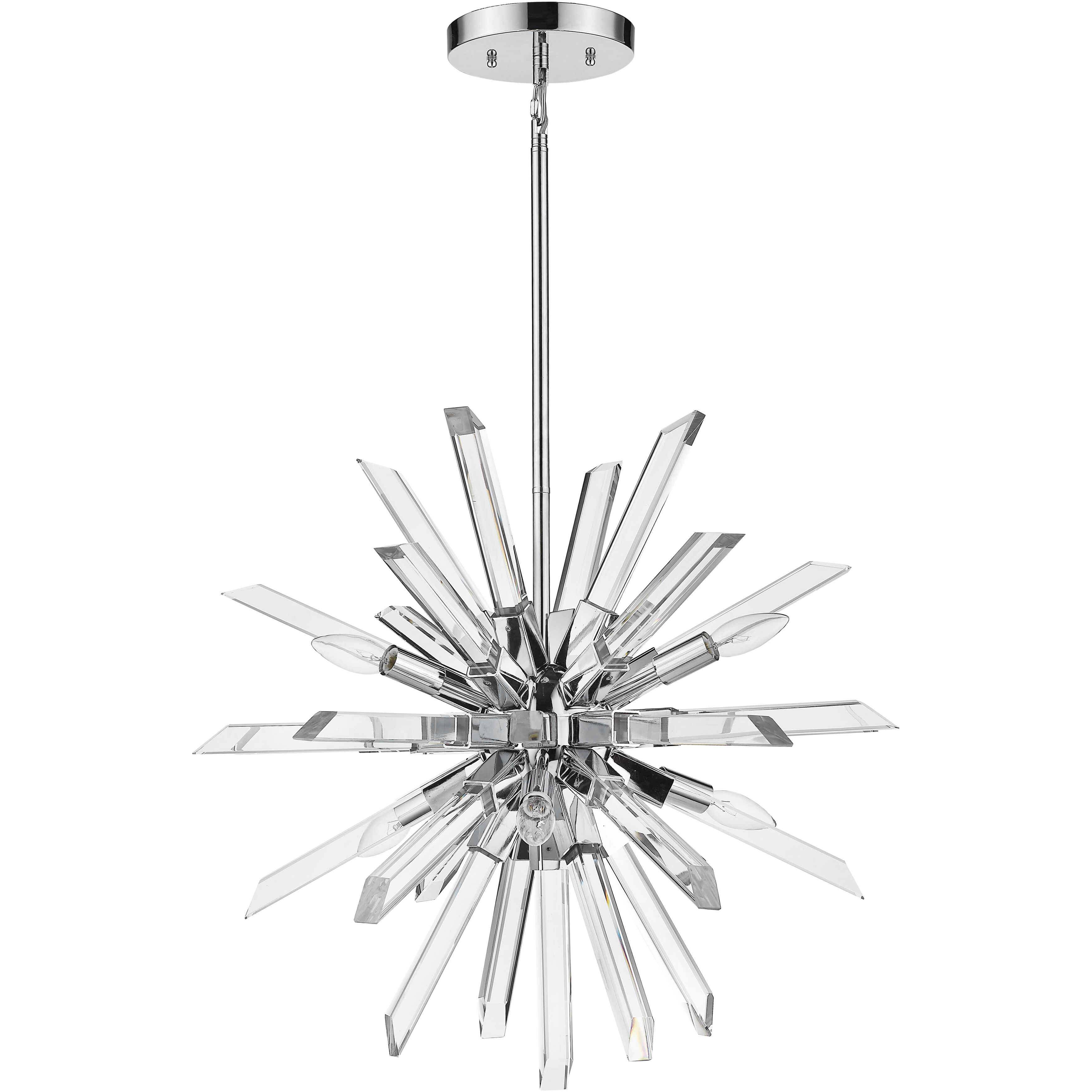 Burst 6 Light 24.75 inch Chrome Chandelier Ceiling Light in 33
