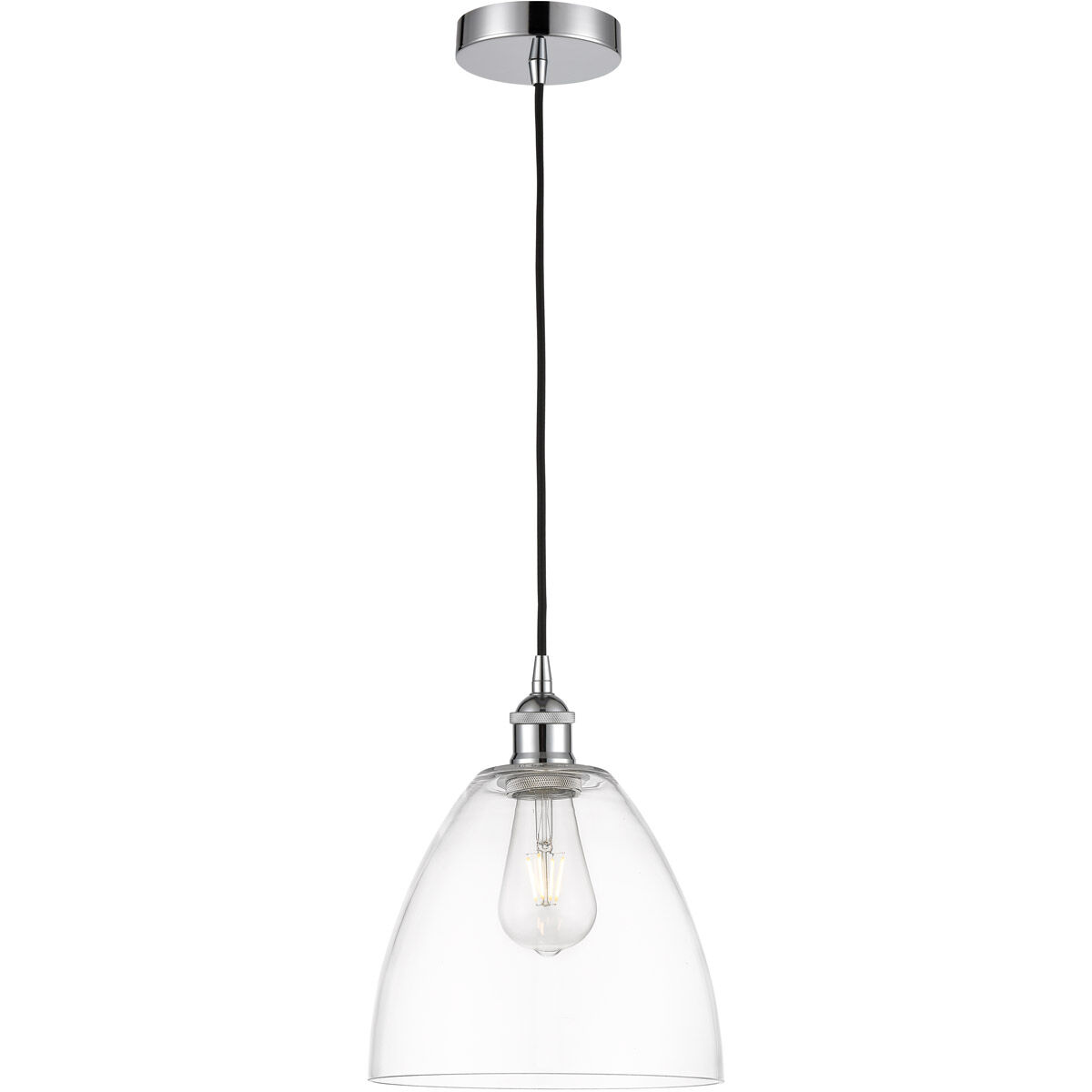 Edison Dome LED 9 inch Polished Chrome Mini Pendant Ceiling Light in Clear Glass