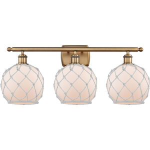 Ballston Farmhouse Rope LED 26 inch Brushed Brass Bath Vanity Light Wall Light in White Glass with White Rope, Ballston