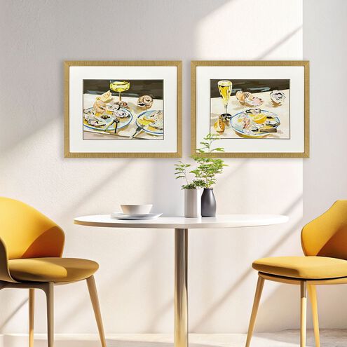 Oyster Indulgence Yellow and Blue and Brown and Multi Framed Art