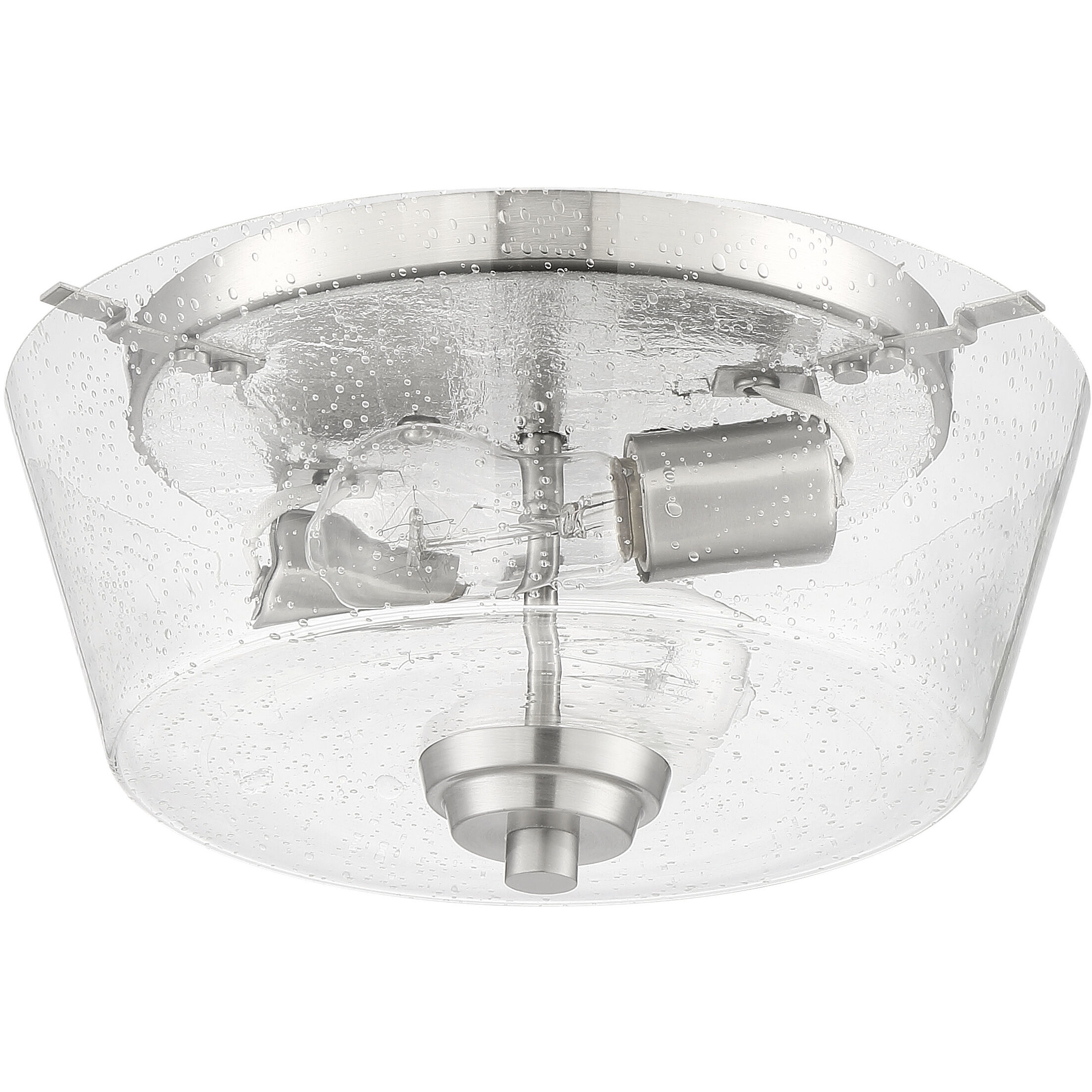 Neighborhood Grace 2 Light 13 inch Brushed Polished Nickel Flushmount Ceiling Light in Clear Seeded, Neighborhood Collection