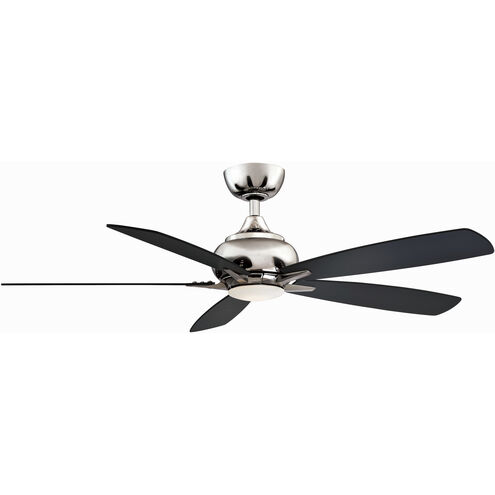 Doren 52 inch Polished Nickel with Black Blades Fan-Uni