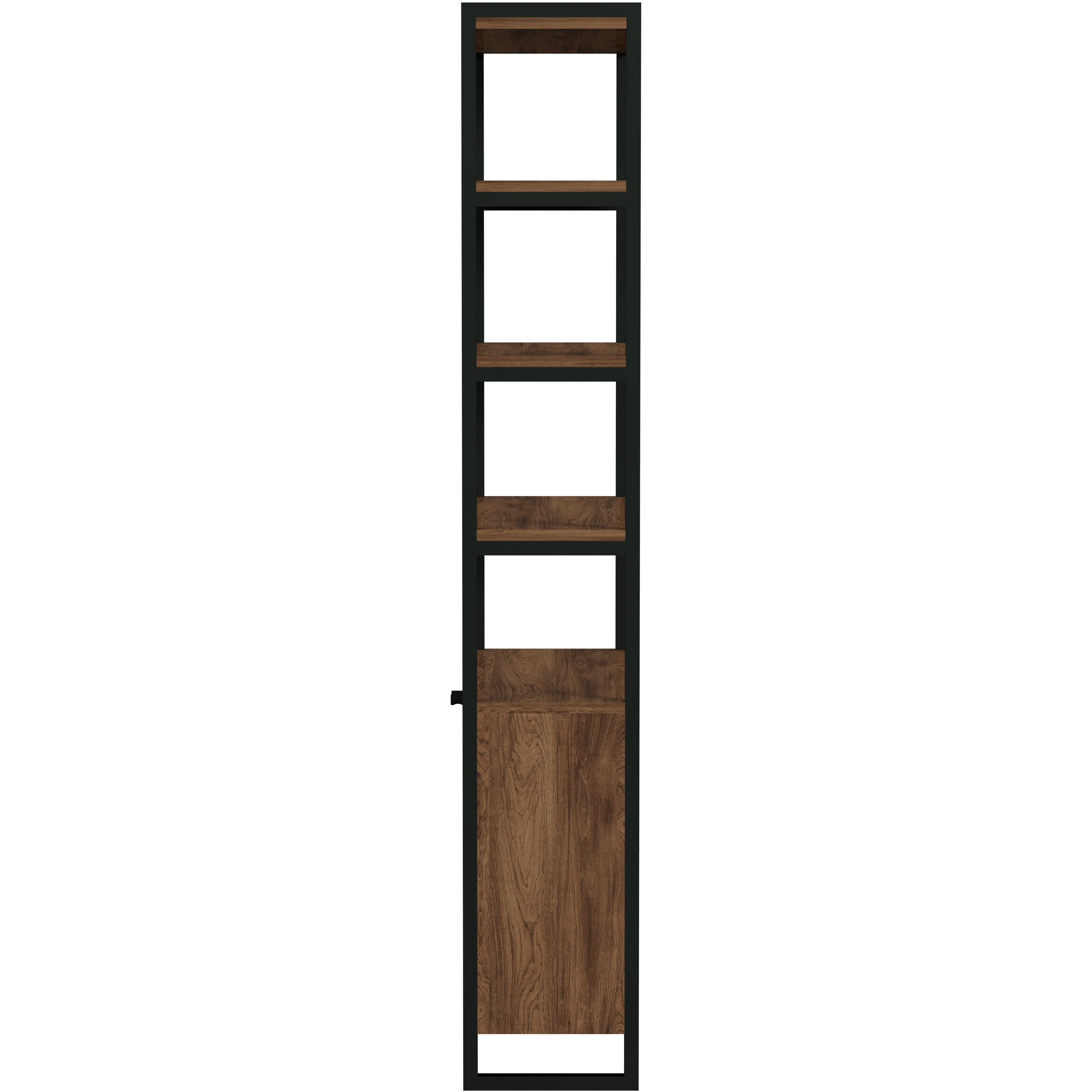 Drake 73" Two Door Walnut Bookcase Etagere in Medium Brown