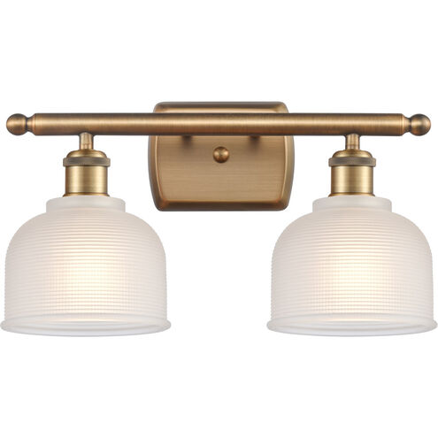 Ballston Dayton LED 16 inch Brushed Brass Bath Vanity Light Wall Light in White Glass, Ballston