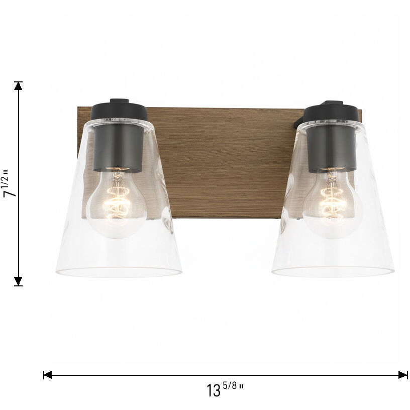 Dunton 2 Light 13.63 inch Midnight Black Vanity Light Wall Light, Medium