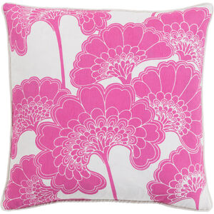 Japanese Floral 18 inch White, Bright Pink Pillow Kit