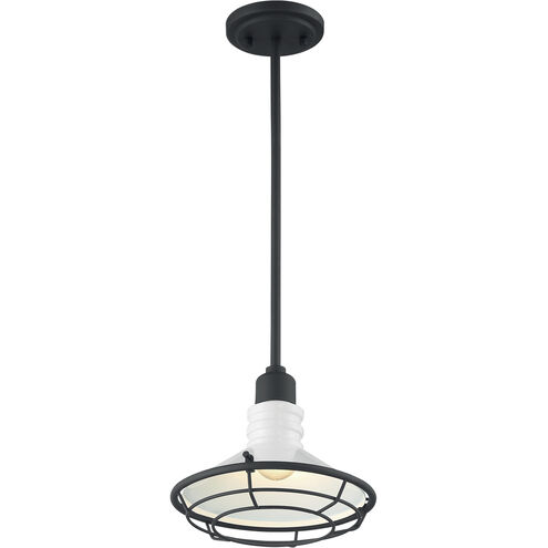 Blue Harbor 1 Light 10 inch Gloss White and Black Accents Pendant Ceiling Light