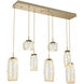 Vessel LED Gilded Brass Linear Multi-Pendant Ceiling Light in 3000K LED, Amber