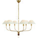 Amber Lewis Griffin LED 56 inch Hand-Rubbed Antique Brass and Saddle Leather Tail Chandelier Ceiling Light, Grande