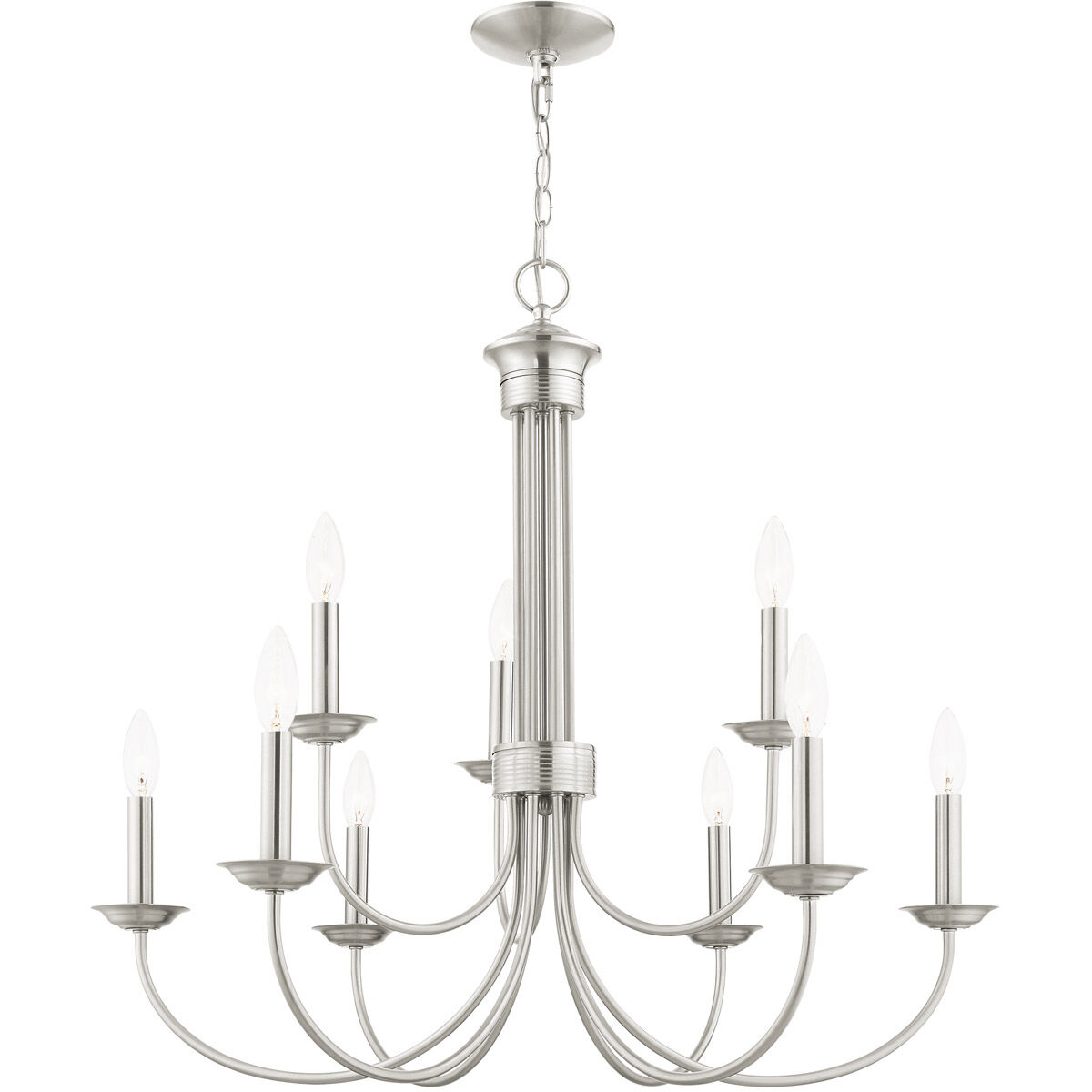Estate 9 Light 30 inch Brushed Nickel Chandelier Ceiling Light