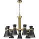 Soriano 9 Light 32 inch Matte Black and Heritage Brass Chandelier Ceiling Light