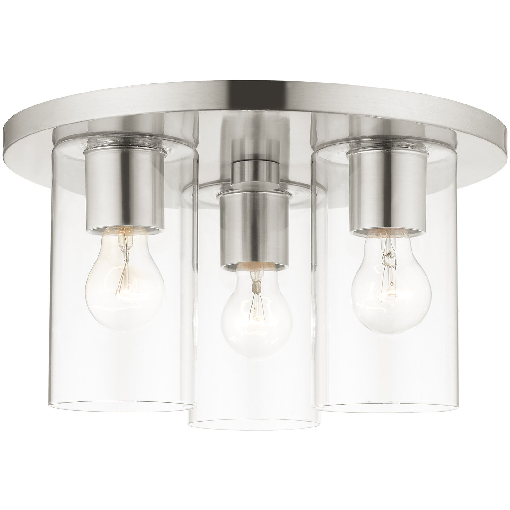 Zurich 3 Light 14 inch Brushed Nickel Flush Mount Ceiling Light