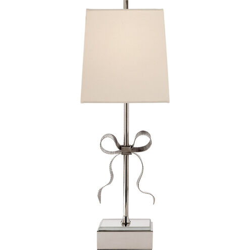 kate spade new york Ellery 22.75 inch 60.00 watt Polished Nickel Gros-Grain Bow Table Lamp Portable Light in Cream Linen