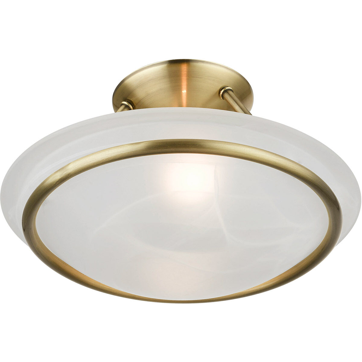 Newburgh 2 Light 12 inch Antique Brass Semi-Flush Ceiling Light