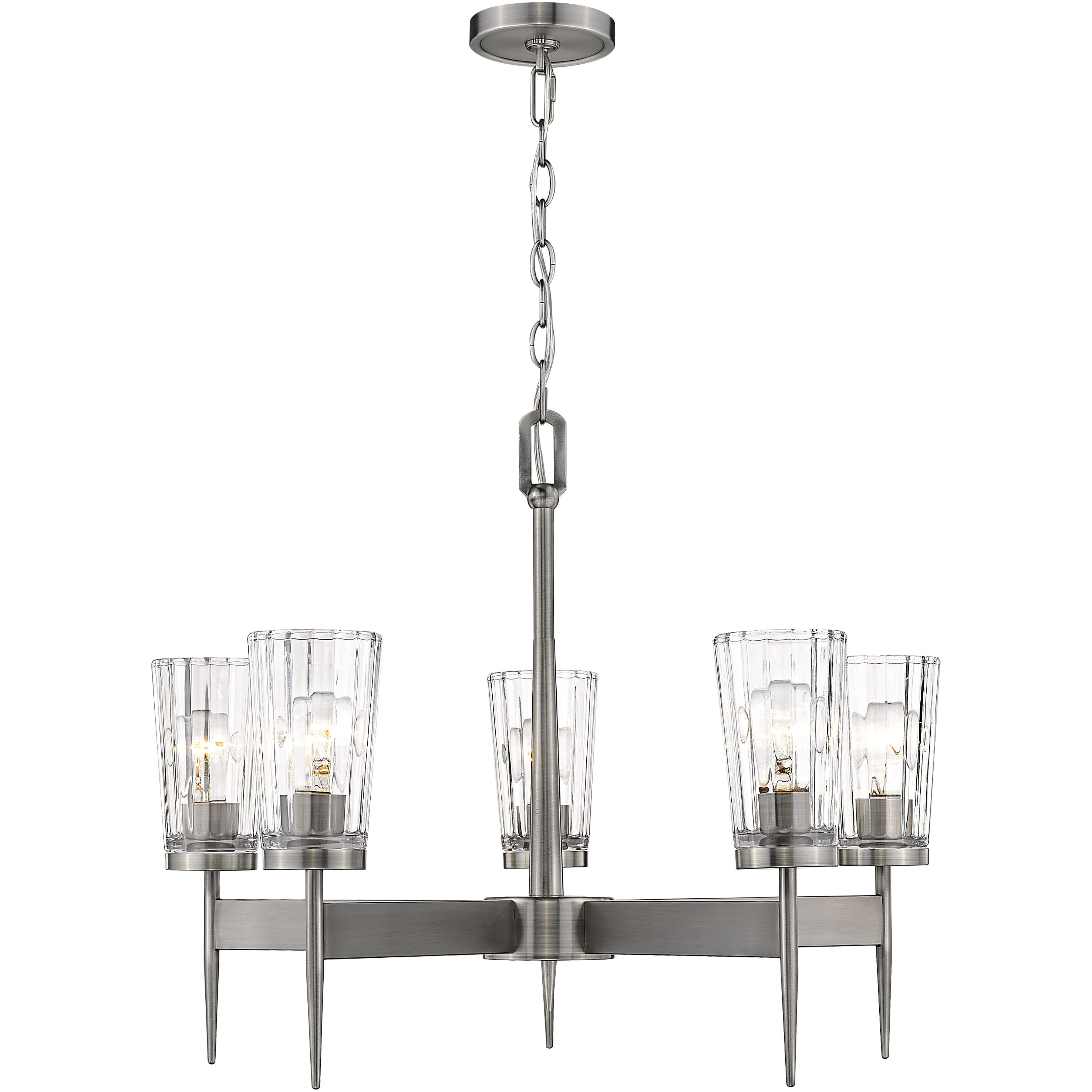 Flair 5 Light 25.5 inch Antique Nickel Chandelier Ceiling Light in 14