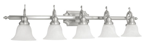 French Regency 5 Light 41 inch Brushed Nickel Bath Vanity Wall Light
