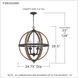 Fusion 6 Light 25 inch Rustic Black Pendant Ceiling Light