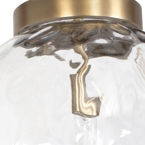 Gaia 1 Light 14.75 inch Watered Glass and Antique Brass Pendant Ceiling Light