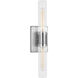 Keaton 2 Light 5 inch Brushed Nickel Bath Vanity Wall Light in Clear Fluted Glass