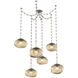 Nova LED 19 inch Beige Silver Swag Multi-Pendant Ceiling Light in 3000K LED, Floret Inner - Bronze Outer, Rectangular Chain