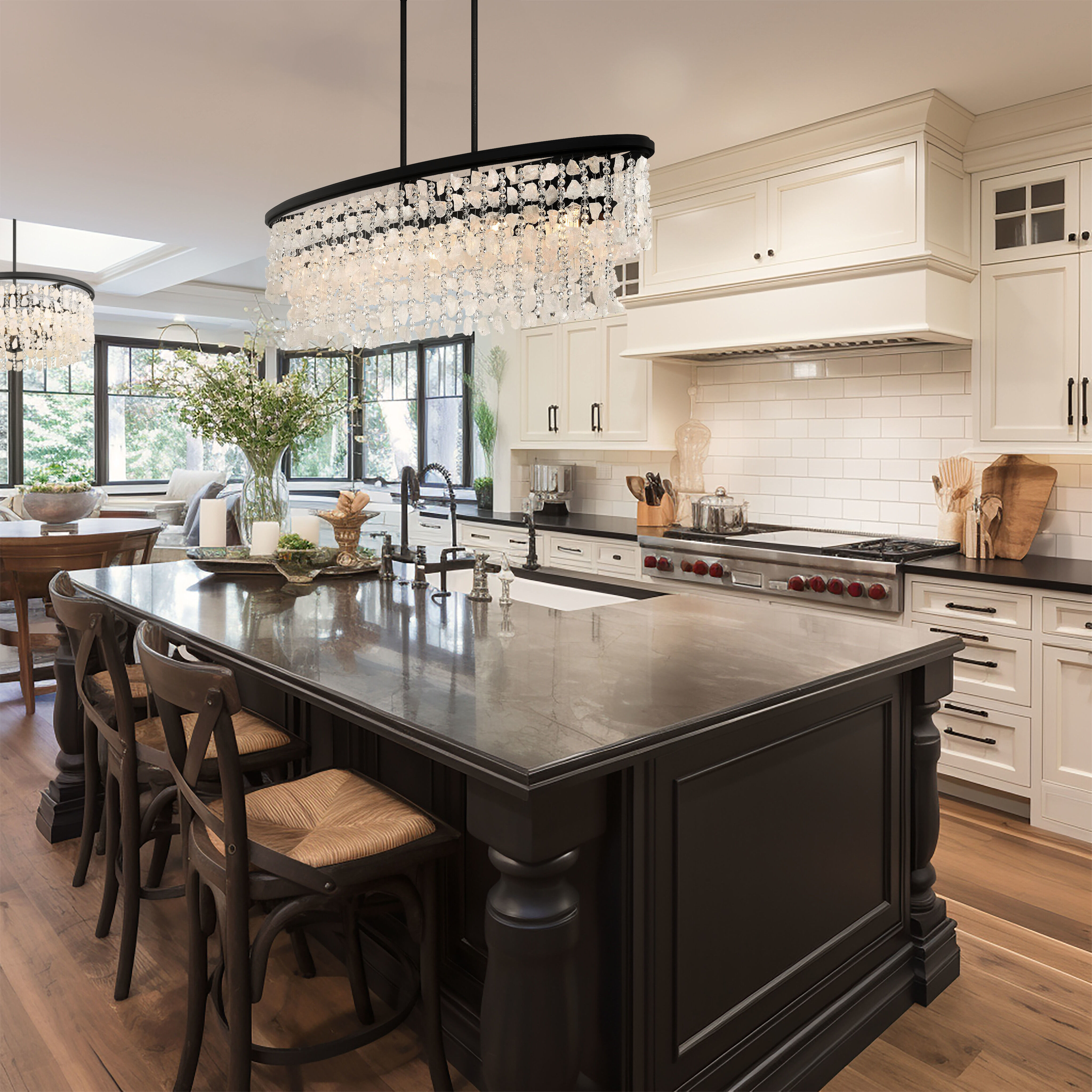 Shimmering Elegance 5 Light 48 inch Sand Coal Island Light Ceiling Light