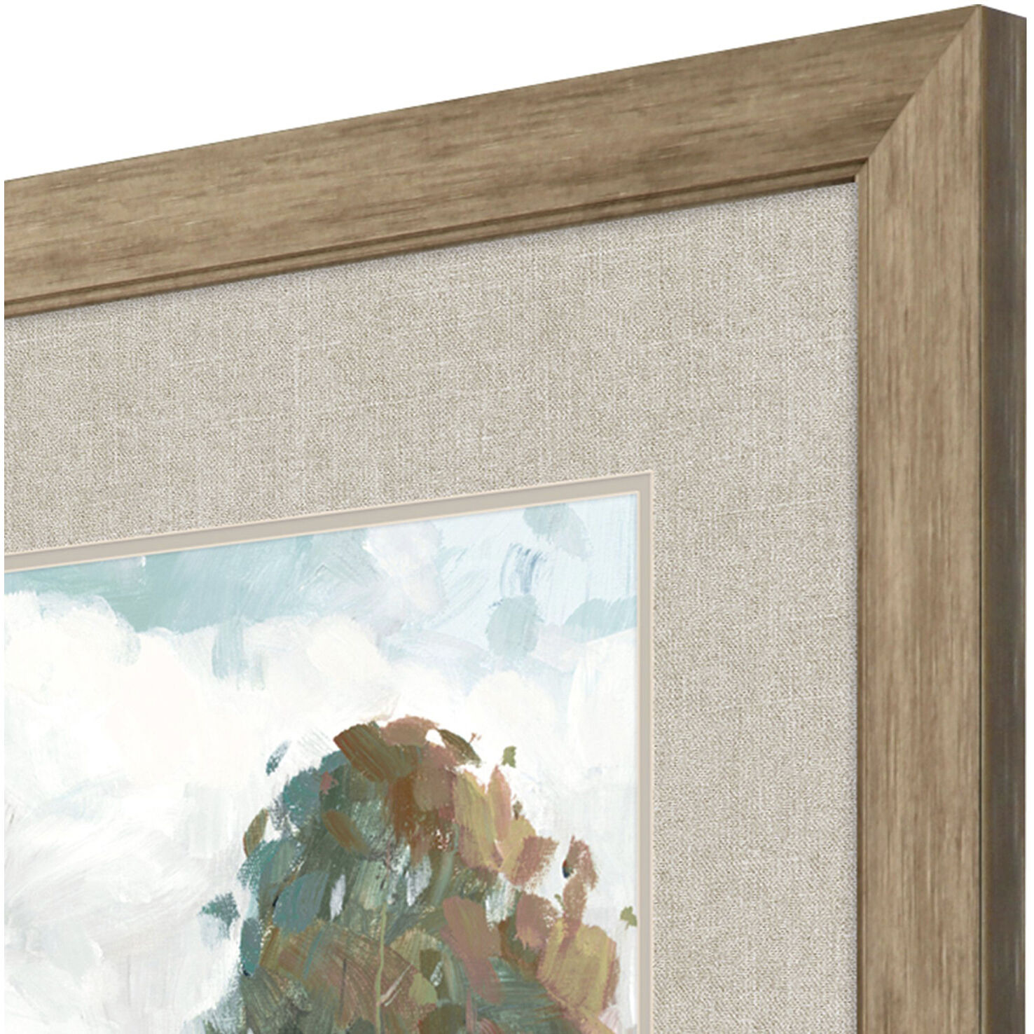 Riverside View Blue and Green and Teal and White Framed Art