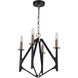 The Reserve 4 Light 17.5 inch Flat Black/Satin Brass Chandelier Ceiling Light in Flat Black and Satin Brass