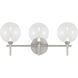 Iissa 3 Light 23.63 inch Satin Nickel Vanity Light Wall Light in Clear