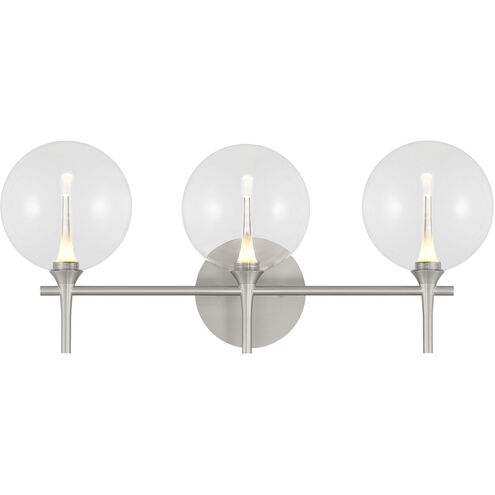 Iissa 3 Light 23.63 inch Satin Nickel Vanity Light Wall Light in Clear