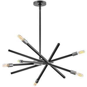 Archer LED 26 inch Satin Black with Brushed Nickel Indoor Chandelier Ceiling Light