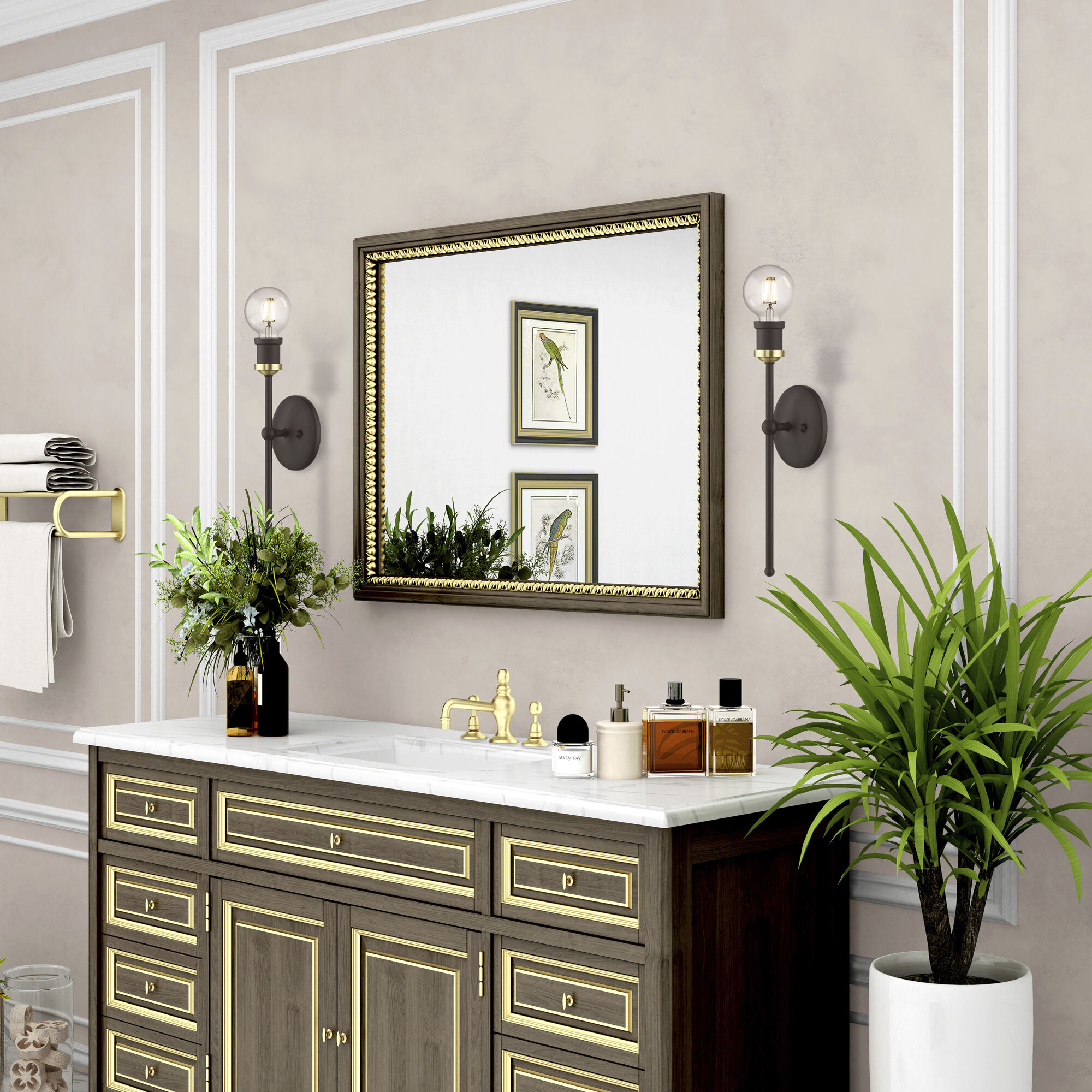 Lansdale 1 Light 5 inch Bronze with Antique Brass Accents ADA Single Sconce Wall Light, Single