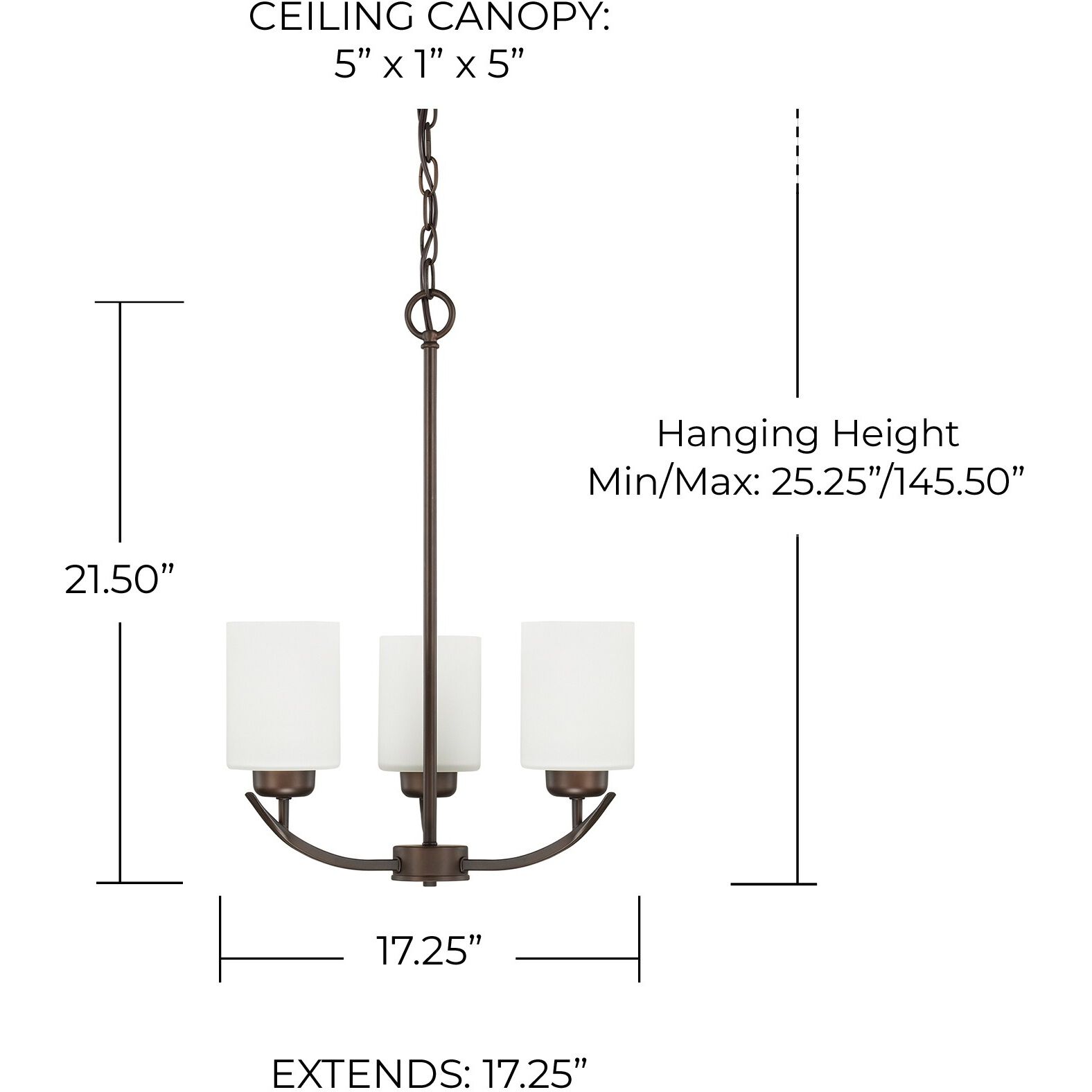 Dixon 3 Light 17.25 inch Bronze Chandelier Ceiling Light