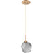 Gem LED 8.4 inch Novel Brass Pendant Ceiling Light in 3000K LED, Smoke