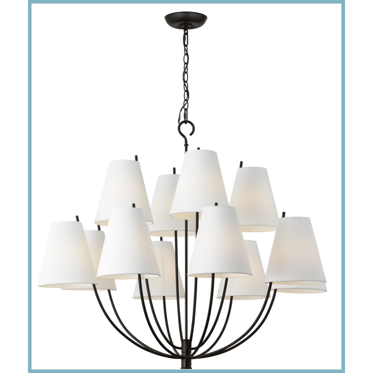 C&M by Chapman & Myers Marina 12 Light 40 inch Aged Iron Chandelier Ceiling Light