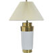 Dynasty 31.5 inch 100.00 watt White and Plated Gold Table Lamp Portable Light
