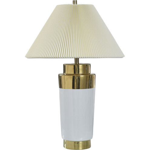Dynasty 31.5 inch 100.00 watt White and Plated Gold Table Lamp Portable Light