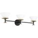 Tremolo 3 Light 33 inch Matte Black and Champagne Gold Vanity Light Wall Light