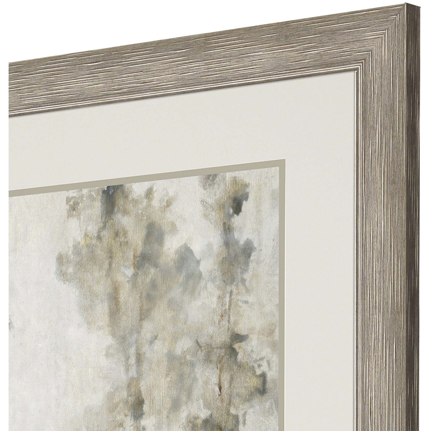Thicket of Trees Beige and Blue and Metallic and White Framed Art
