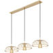 Valencia 3 Light 56 inch Modern Gold Linear Chandelier Ceiling Light