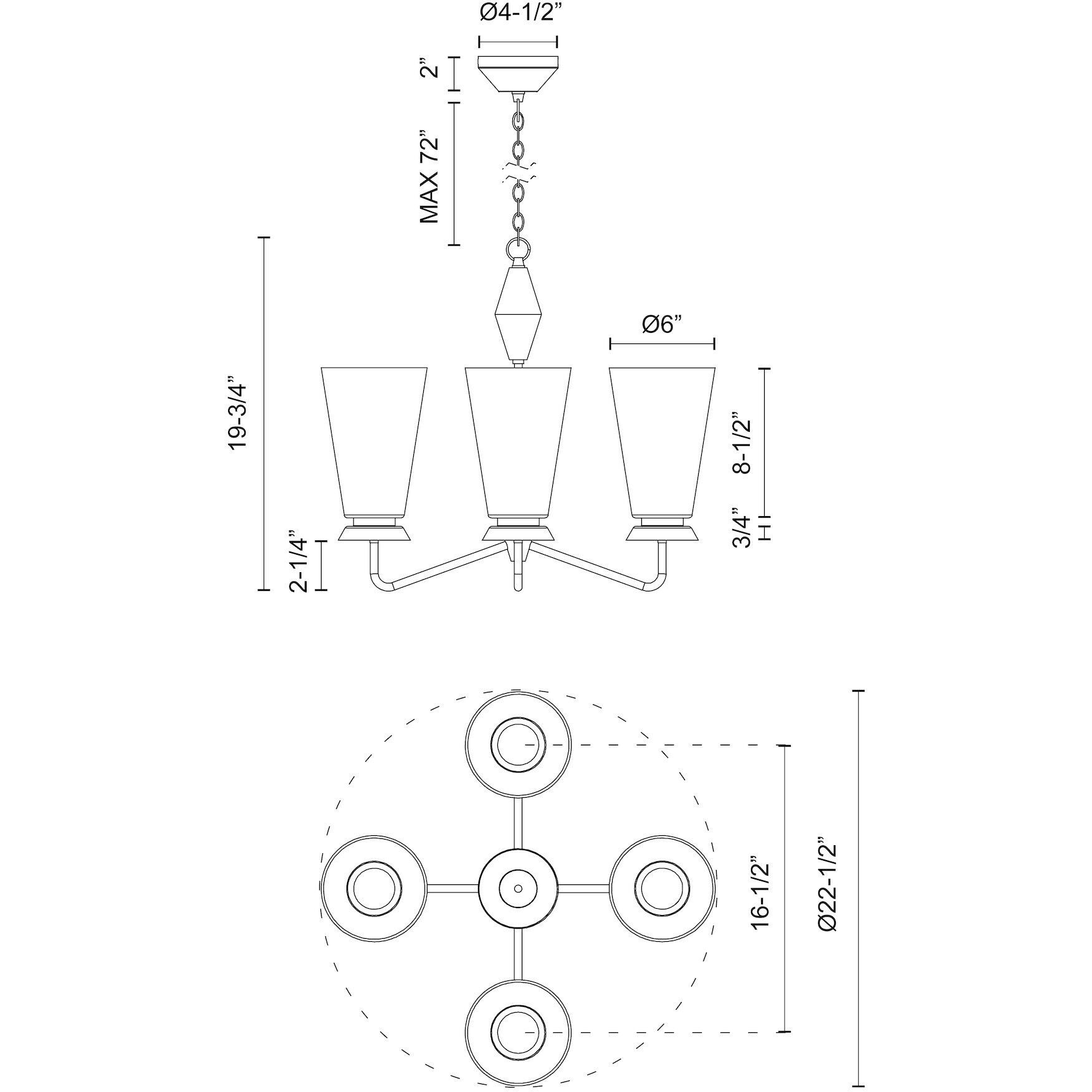 Alora Mood Salem 4 Light 22.5 inch Clear Glass/Matte Black Chandelier Ceiling Light