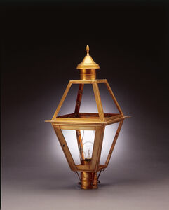 Boston 3 Light 27 inch Dark Brass Post Lantern in Frosted Glass, No Chimney, Candelabra