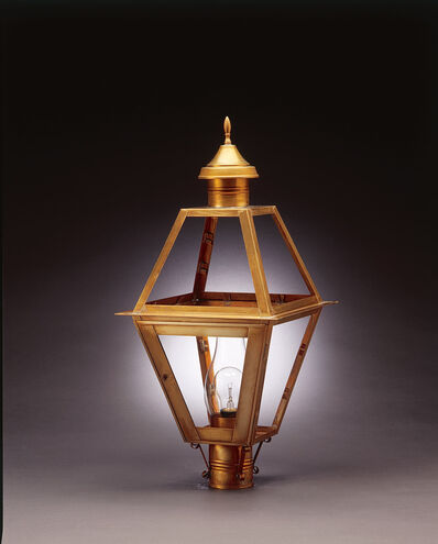 Boston 3 Light 27 inch Dark Brass Post Lantern in Seedy Marine Glass, No Chimney, Candelabra