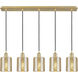 Ballston Cobbleskill 5 Light 36.5 inch Satin Gold Linear Pendant Ceiling Light