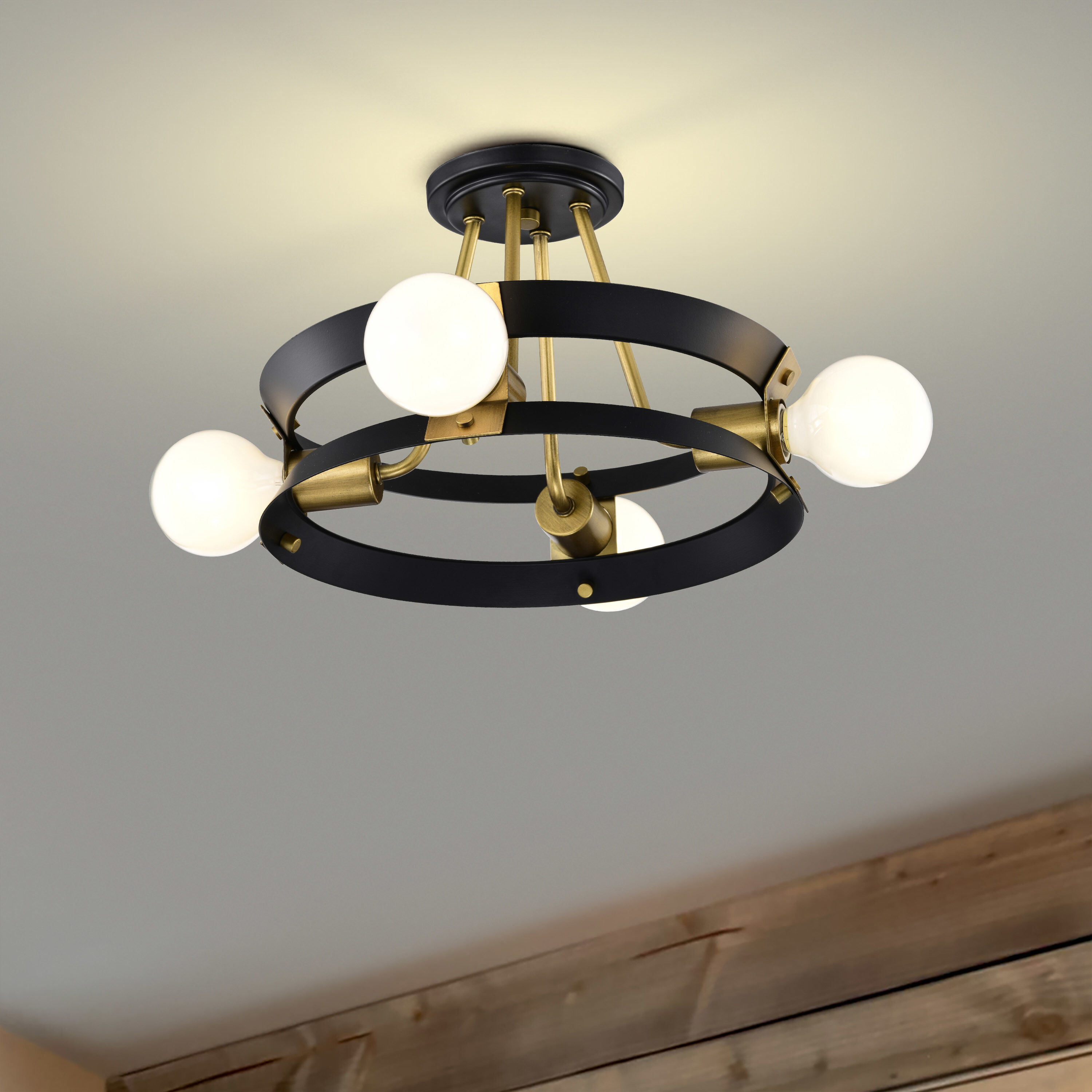 Marsden 4 Light 13.25 inch Matte Black Semi Flush Mount Ceiling Light