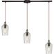 Hammered Glass Linear Mini Pendant Ceiling Light in Hammered Clear Glass