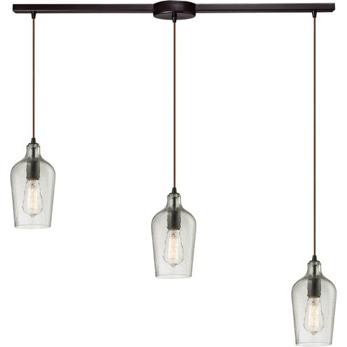 Hammered Glass Linear Mini Pendant Ceiling Light in Hammered Clear Glass