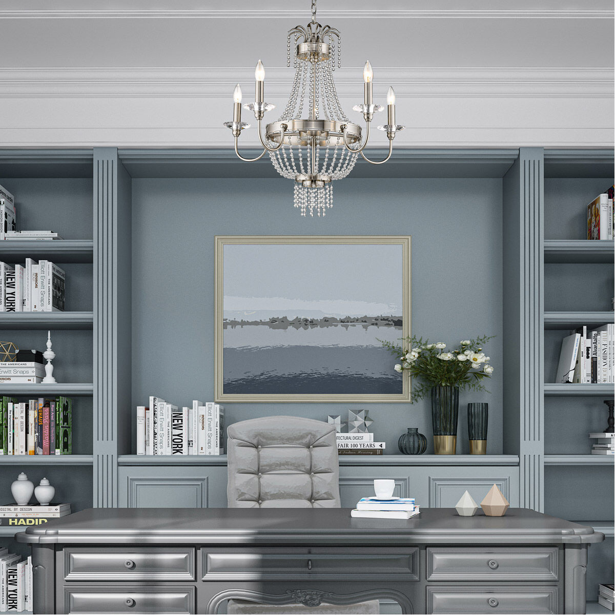 Valentina 5 Light 26 inch Brushed Nickel Chandelier Ceiling Light