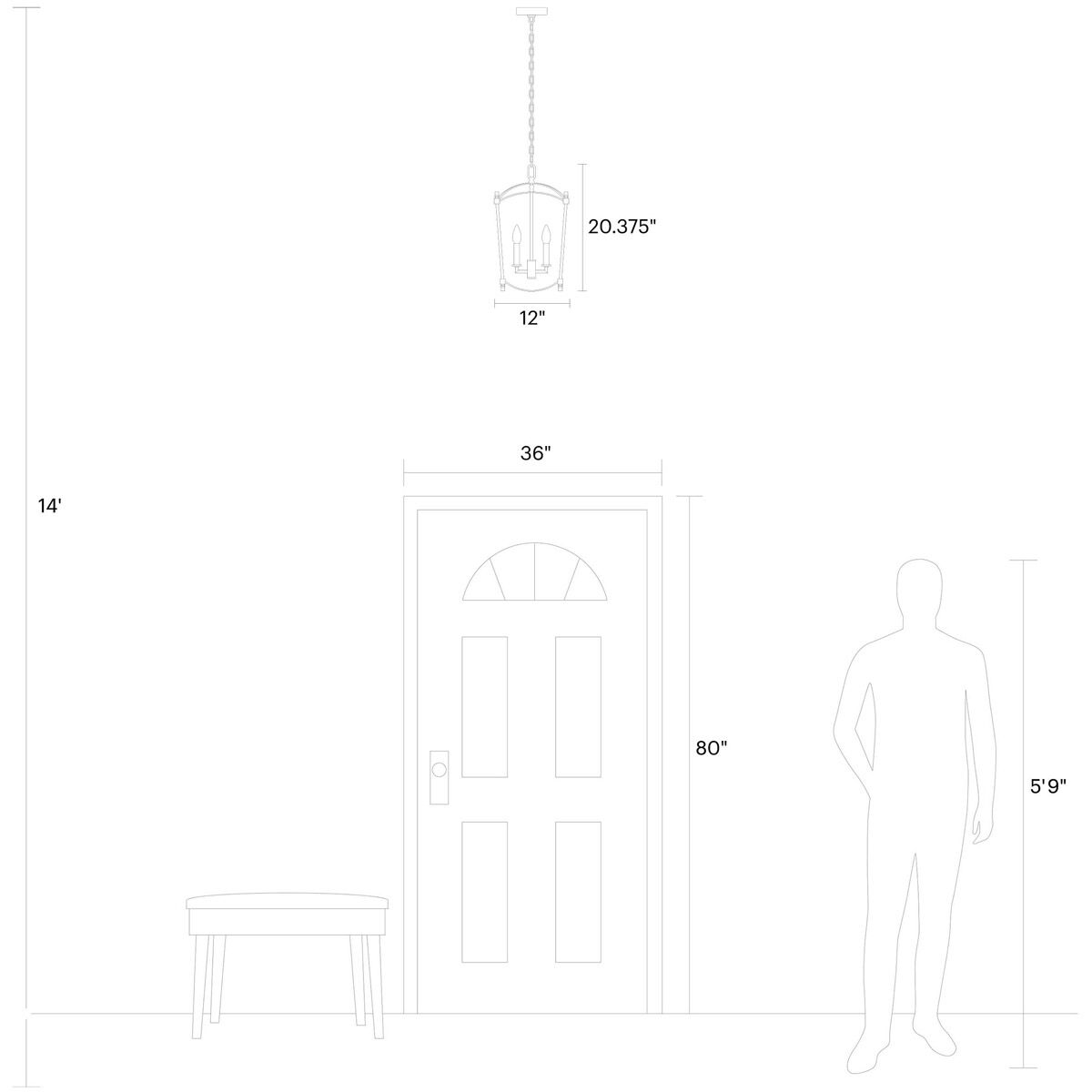 Sean Lavin Thayer 3 Light 12 inch Smith Steel Mini-Lantern Chandelier Ceiling Light
